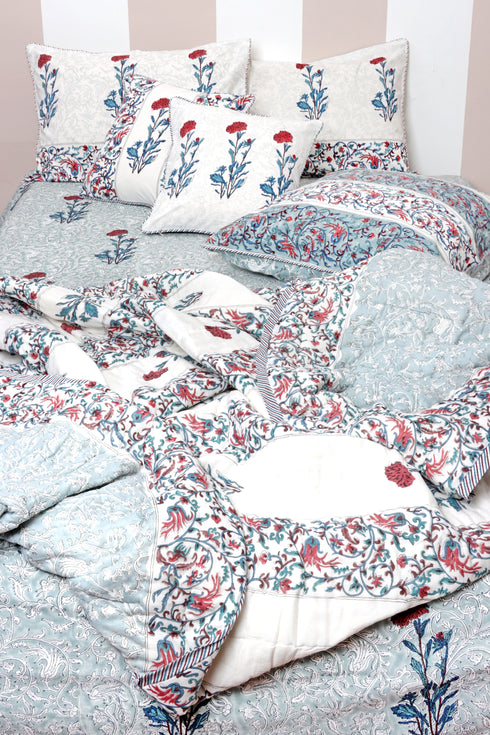 20s Cotton Large Cushion Cover In Block Print